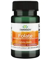 Swanson - Kwas Foliowy (Kwas 5-Metylotetrahydrofoliowy), 400mcg, 30 vkaps