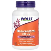 NOW Foods - Resveratrol + Ekstrakt z Czerwonego Wina, 200mg, 120 vkaps