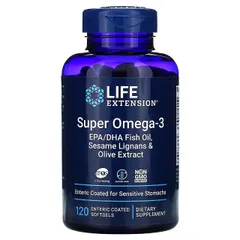 Life Extension - Super Omega-3 EPA / DHA z Lignanami Sezamowymi i Ekstraktem z Oliwek, 120 kapsułek miękkich