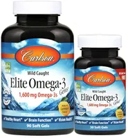 Carlson Labs - Elite Omega-3, 1600mg, Cytryna, 90 + 30 kapsułek miękkich