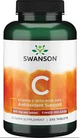 Swanson - Witamina C z Dziką Różą, o Wydłużonym Działaniu, 500mg, 250 tabletek